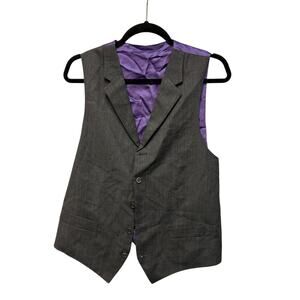 Boys Formal Vest  Grey and Purple Lining 12